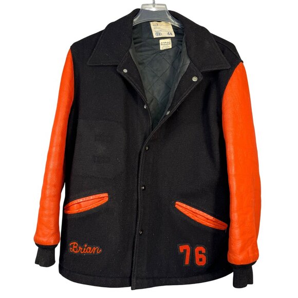 Vintage Wool & Leather Varsity Jacket By Kenneth Hook Sporting Goods  Size 44 - Picture 1 of 10